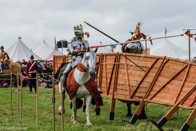 Jousting Tournament - just as the fence collapsed - Bosworth Battlefield Anniversary Re-enactment 2013
